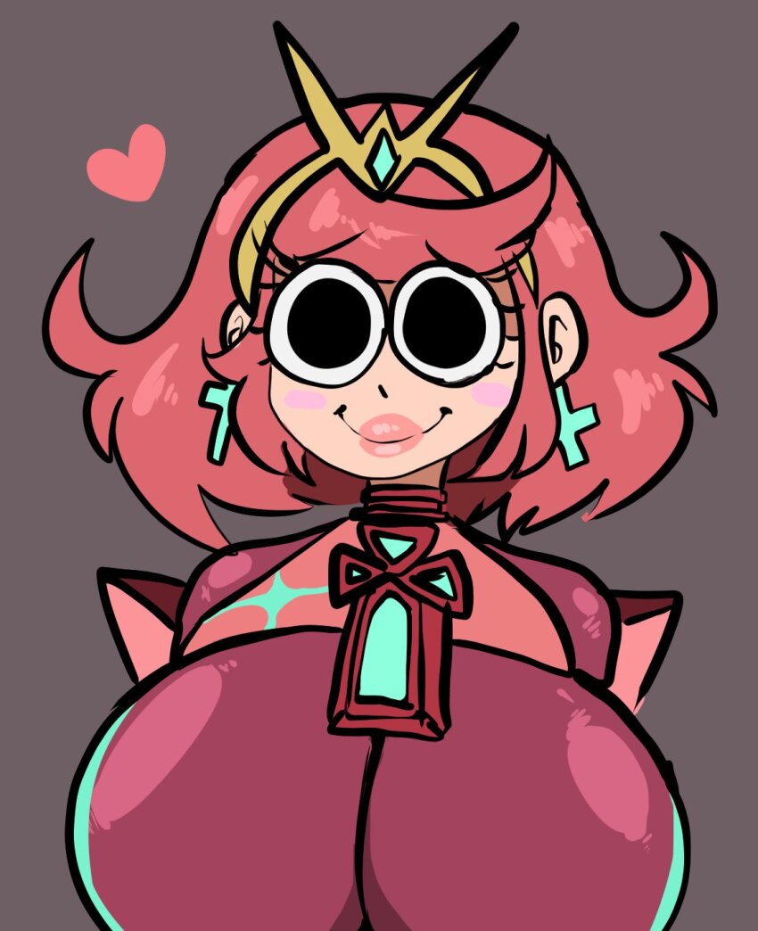 1girl breasts earrings female_focus highres huge_breasts jewelry lemonadepikachu lipstick makeup pyra_(xenoblade) red_hair short_hair solo xenoblade_chronicles_(series) xenoblade_chronicles_2