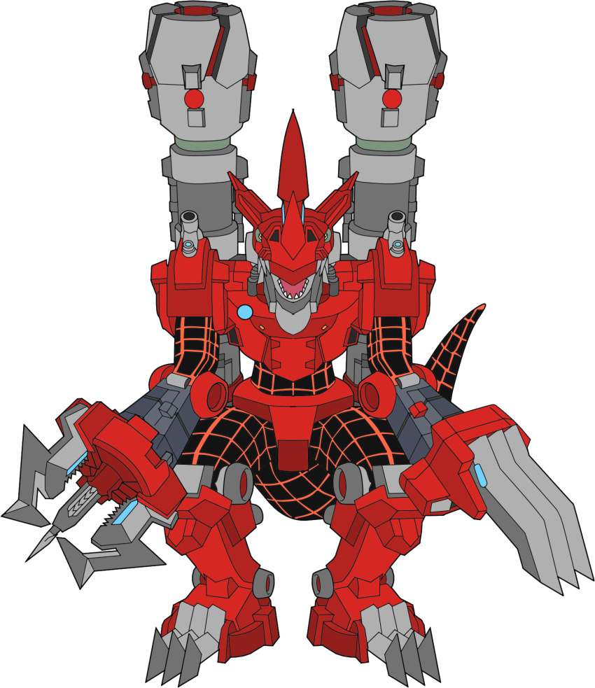 cannon chaosdramon chaosdramon_x-antibody claws digimon digimon_(creature) dragon highres robot solo transparent_background