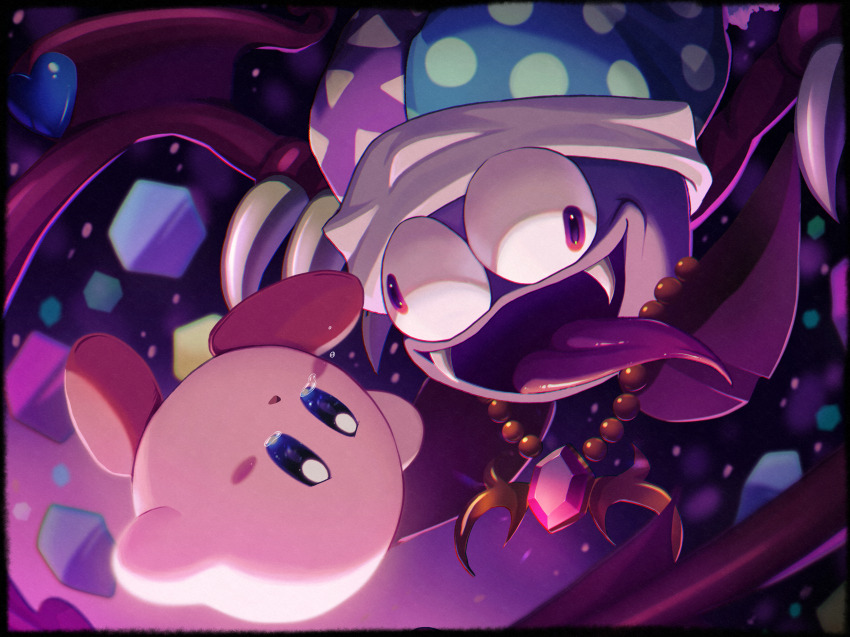 bead_necklace beads creature crying fang gem heart highres jewelry kirby kirby_(series) kirby_super_star_ultra marx_(kirby) marx_soul nagi-negitoro necklace nintendo no_humans tears tongue