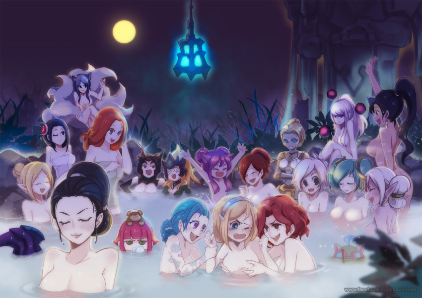 6+girls aa2233a ahri_(league_of_legends) amumu animal_ears annie_(league_of_legends) black_hair blonde_hair blue_hair breasts completely_nude convenient_censoring dark-skinned_female dark_skin elise_(league_of_legends) flower fox_ears fox_tail full_moon garen_(league_of_legends) grabbing_another&#039;s_breast groping hair_flower hair_ornament highres irelia janna_(league_of_legends) jarvan_iv_(league_of_legends) jinx_(league_of_legends) katarina_(league_of_legends) lamp large_breasts league_of_legends lee_sin leona_(league_of_legends) lulu_(league_of_legends) lux_(league_of_legends) miss_fortune_(league_of_legends) moon multiple_girls multiple_tails naked_towel nami_(league_of_legends) nidalee nude onsen orianna_(league_of_legends) outdoors peeking pointy_ears purple_hair red_hair rek&#039;sai rengar riven_(league_of_legends) robot scar sky sona_(league_of_legends) soraka_(league_of_legends) steam steam_censor stuffed_animal stuffed_toy sunflower sunflower_hair_ornament syndra tail tattoo teddy_bear teemo tibbers towel twitch vayne_(league_of_legends) when_you_see_it xin_zhao yuri