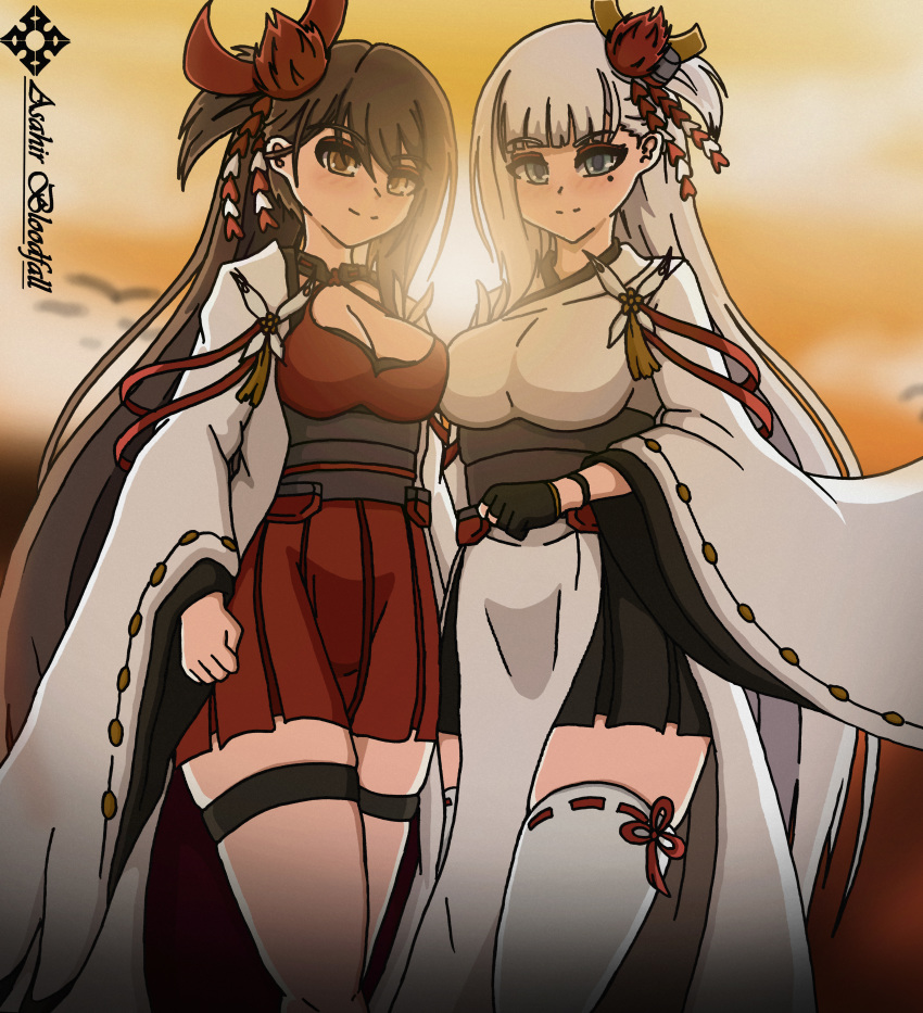 2girls absurdres asahir azur_lane highres multiple_girls shoukaku_(azur_lane) tagme white_hair zuikaku_(azur_lane)