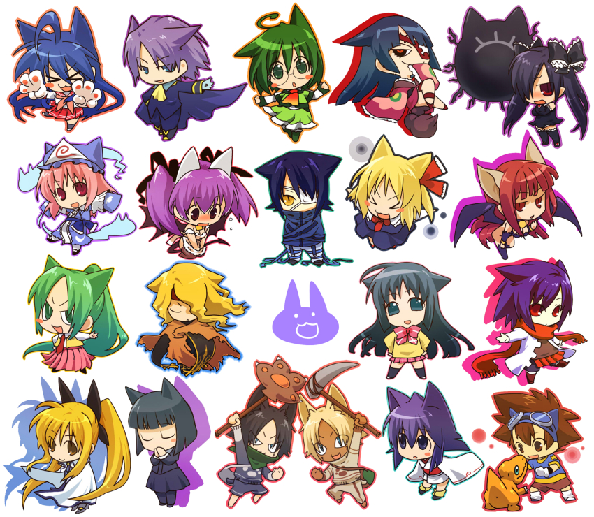 &gt;_&lt; 00s 6+girls :3 :o adiane agumon ahoge air_gear animal_ears apron backbeako_(torotei) backbeard bad_id bad_pixiv_id bardiche_(nanoha) black_hair black_sclera blonde_hair blue_hair blush blush_stickers breasts brown_eyes capcom cape cat_ears character_request chibi clenched_hand closed_eyes colored_sclera copyright_request crossed_arms crossover dark_skin dhaos dhaos_(tales) digimon digimon_(creature) disgaea dress embarrassed eyepatch fate_testarossa felyne gegege_no_kitarou ghost glasses goggles goggles_on_head green_eyes green_hair hair_over_one_eye hair_ribbon hand_on_own_hip hands_on_own_hips highres higurashi_no_naku_koro_ni hitec izumi_konata japanese_clothes kemonomimi_mode kneeling large_breasts long_hair long_sleeves looking_at_viewer looking_down looking_up lucky_star lyrical_nanoha mahou_shoujo_lyrical_nanoha mahou_shoujo_lyrical_nanoha_strikers melynx monster_hunter_(series) multiple_boys multiple_crossover multiple_girls necktie no_naku_koro_ni_(series) open_mouth outline own_hands_together ponytail praying purple_hair red_eyes red_hair ribbon rumia ryukishi07 saigyouji_yuyuko saleh scarf school_uniform scorpion_tail serafuku silhouette simple_background skirt sleeves_past_wrists slit_pupils sonozaki_mion sonozaki_shion standing straitjacket succubus_(disgaea) tail tales_of_(series) tales_of_phantasia tales_of_rebirth tengen_toppa_gurren_lagann thighhighs touhou twintails very_long_hair wanijima_agito weapon white_background wide_sleeves wings x3 yagami_taichi yellow_eyes zettai_ryouiki