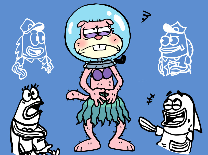 :( :d :o awkward bare_legs barefoot blush bra buck_teeth child coffee_pot colored_skin covering_crotch covering_eye covering_privates dress embarrassed eyelashes feet fish furless hat humiliation laughing legs looking_up making_fun_of minoru_(nezumiisya) mother_and_daughter mother_and_son nickelodeon no_fur open_mouth paramount_pictures pink_skin police police_hat purple_bra sandy_cheeks seaweed skirt smile smirk speechless spongebob_squarepants_(series) squirrel star tail teeth tomboy underwear