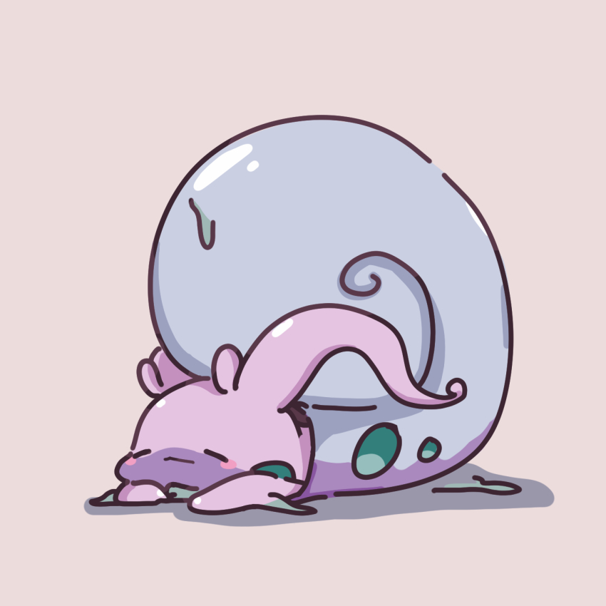 animal_focus ben01234569 blush blush_stickers closed_eyes closed_mouth commentary_request creatures_(company) full_body game_freak highres hisuian_goodra nintendo no_humans pokemon pokemon_(creature) pokemon_focus shell simple_background slime_(substance) solo