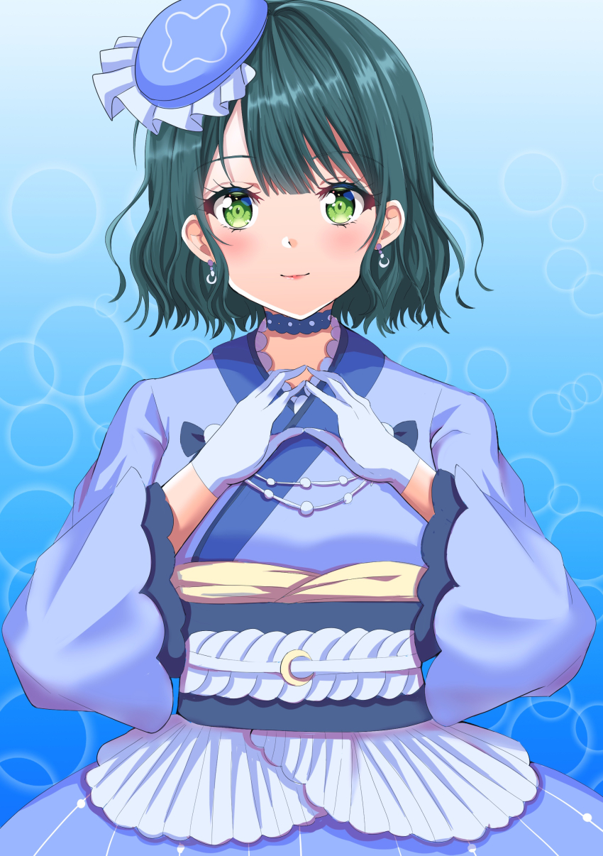 1girl absurdres closed_mouth gloves green_eyes highres link!_like!_love_live! long_sleeves looking_at_viewer love_live! maymaru momose_ginko short_hair solo