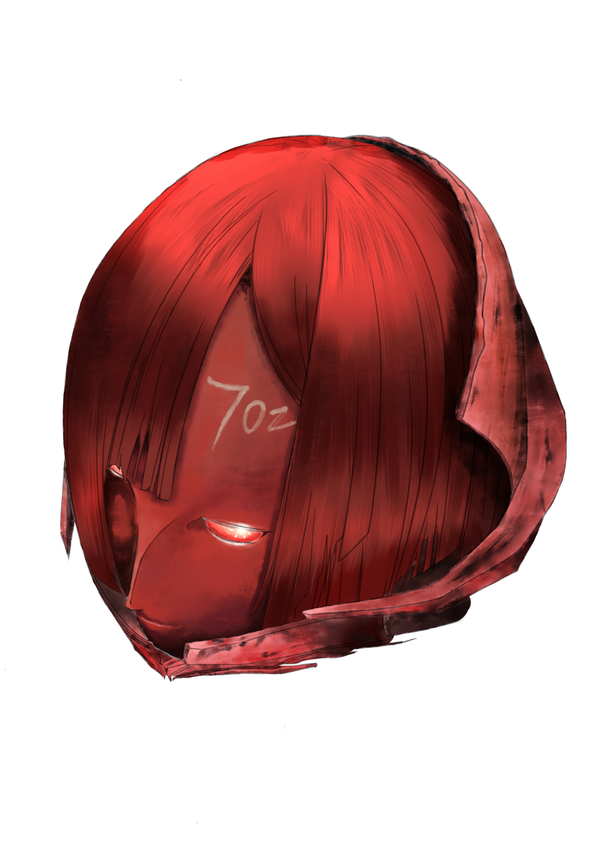 1girl 8_(9135445) absurdres bad_id bad_pixiv_id benisuzume_(gauna) female_focus fuwa_mochi gauna glowing glowing_eyes head highres red_theme sidonia_no_kishi simple_background solo