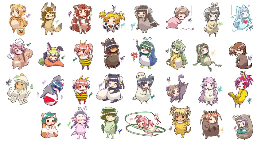 00s 6+girls :3 :d :o ^_^ absurdres ahoge aisaka_sayo akashi_yuuna all_fours alternate_costume animal_costume animal_ears antenna_hair antennae aqua_hair arm_behind_back arm_support arm_up art_brush asakura_kazumi axolotl ayase_yue ball steamed_bun baton bear_ears bear_tail bee bell bent_over bird black_hair blonde_hair blunt_bangs blush blush_stickers boar bone book braid brown_hair bug bun_cover canary carrot chao_lingshen chasing chef_hat chibi chicken closed_eyes collar cow_ears cow_girl cow_tail cowbell crane_(animal) cucumber dark-skinned_female dark_skin double_bun eating egg elbow_gloves empty_eyes evangeline_a.k._mcdowell everyone expressionless facial_mark female_focus fighting_stance finger_to_mouth fish floating food fox_ears fox_tail frog full_body giraffe giraffe_tail glasses gloves goat_ears goat_tail green_eyes green_hair gymnastics hair_between_eyes hair_bun hair_ornament hair_ribbon hairclip hakase_satomi hamster hamster_ears happy hasegawa_chisame hat head_rest heart highres hime_cut holding horns insect izumi_ako juggling kagurazaka_asuna kakizaki_misa kappa karakuri_chachamaru kasuga_misora kitsune_konno koala konoe_konoka kufei kugimiya_madoka leaning_back legs leopard_ears leopard_tail long_hair long_image looking_at_viewer looking_back looking_down looking_up lying mahou_sensei_negima! mole monkey_ears monkey_tail motion_lines mouse_ears mouth_hold multiple_girls murakami_natsumi_(negima) naba_chizuru nagase_kaede narutaki_fumika narutaki_fuuka nose on_back one_eye_closed ookouchi_akira open_book open_mouth orange_hair otter outstretched_arms owl pactio paintbrush panda_ears panda_tail panther penguin pig_ears pig_girl pig_tail pink_hair purple_hair rabbit_ears rabbit_tail reading red-framed_eyewear red_gloves red_hair rhythmic_gymnastics ribbon robot_ears sakurazaki_setsuna saotome_haruna sasaki_makie sea_angel seal_(animal) semi-rimless_eyewear shiina_sakurako short_hair short_twintails side_ponytail sidelocks signature simple_background sitting smile spatula spread_arms spring_onion squid squirrel_tail standing standing_on_one_leg sweatdrop swept_bangs tail tatsumiya_mana tattoo teardrop_tattoo teeth thinking tiger_ears tiger_tail twin_braids twintails vampire vegetable very_long_hair waving wavy_hair white_background white_hair wide_image wings wink worried yellow_eyes yotsuba_satsuki yukihiro_ayaka zazie_rainyday