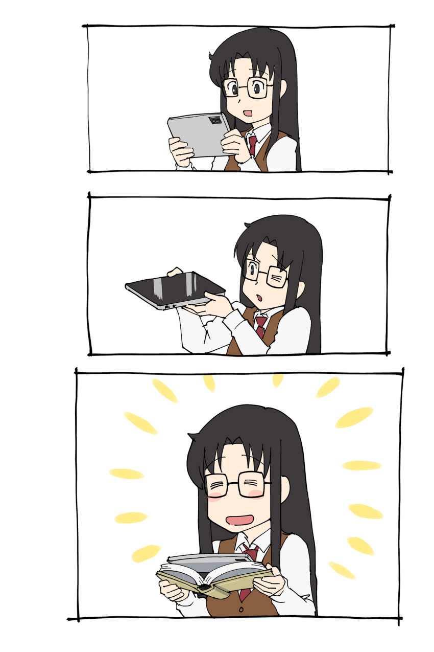 1girl book glasses highres long_hair read_or_die smile yomiko_readman
