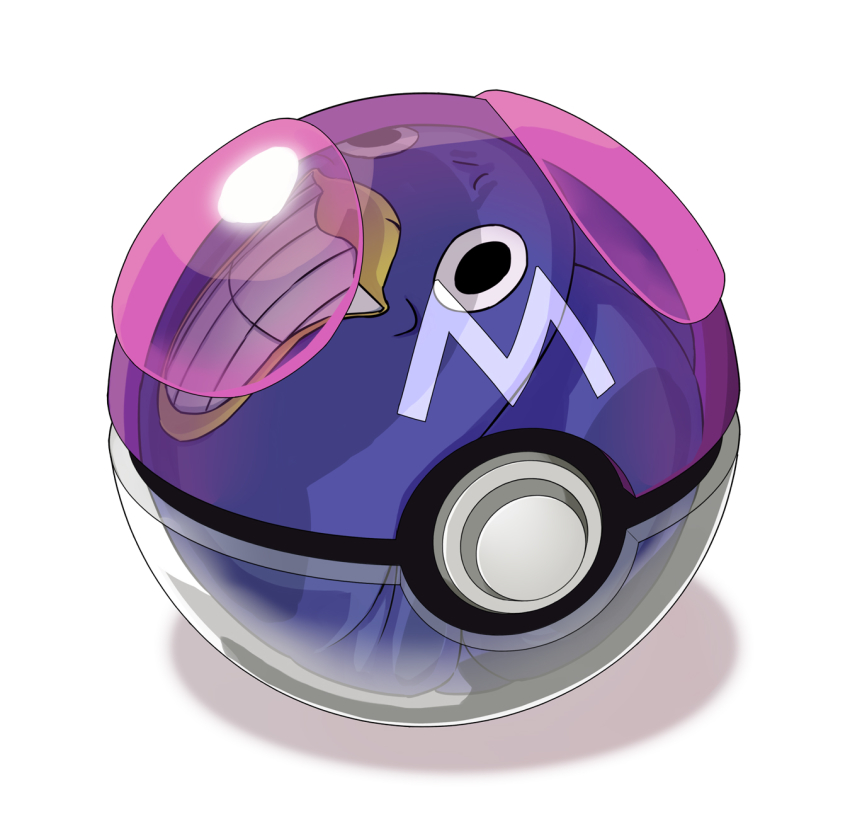 grin gyari_(bird) highres master_ball nintendo no_humans parody poke_ball pokemon simple_background smile toromera voms white_background x-ray
