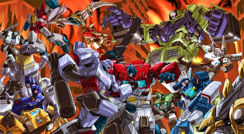 arm_cannon assault_visor autobot bad_id bad_twitter_id beam_rifle biting bumblebee_(transformers) clenched_hands decepticon devastator_(transformers) energy_gun fire flying frenzy_(transformers) grimlock gun holding holding_gun holding_weapon hound_(transformers) jazz_(transformers) laserbeak makoto_ono mecha megatron no_humans open_mouth optimus_prime prowl_(transformers) punching ravage_(transformers) robot rocket_launcher science_fiction shoulder_cannon sideswipe snarl_(transformers) soundwave_(transformers) starscream swoop_(transformers) thrusters transformers v-fin weapon