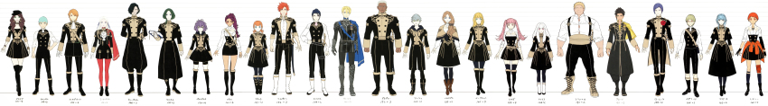 6+boys 6+girls absurdres chart fire_emblem fire_emblem:_three_houses height_chart height_comparison height_difference highres incredibly_absurdres lineup multiple_boys multiple_girls nintendo tagme