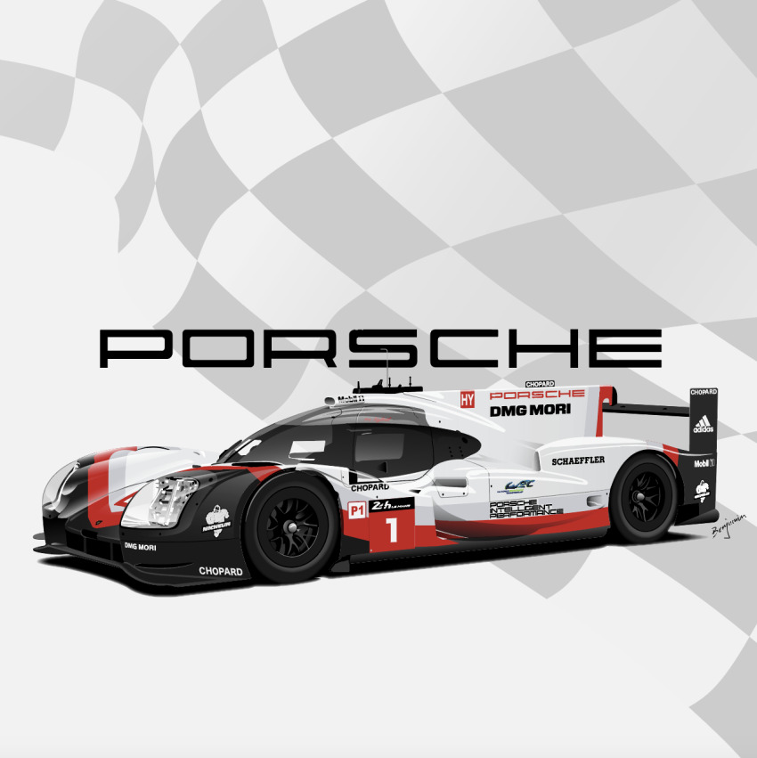 adidas artist_name benjamin_(user_scjv3278) car from_side highres le_mans_prototype logo michelin michelin_man mobil1 motor_vehicle no_humans porsche porsche_919 race_vehicle racecar spoiler_(automobile) sponsor vehicle_focus world_endurance_championship