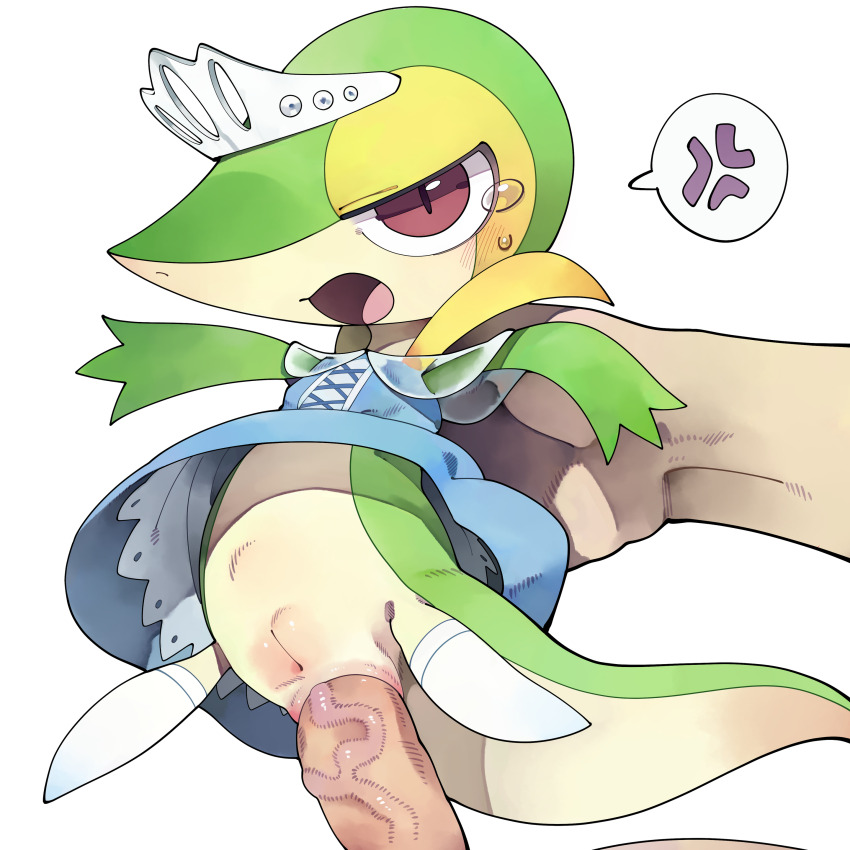 1boy 1girl absurdres anal anger_vein blue_dress cleft_of_venus dress gen_5_pokemon hetero highres large_insertion loli nintendo open_mouth penis pokemon pokemon_(creature) pokephilia pussy red_eyes sex simple_background snivy speech_bubble spoken_anger_vein spoken_blush stomach_bulge tears uncensored vaginal veins veiny_penis white_background youjo_modoki