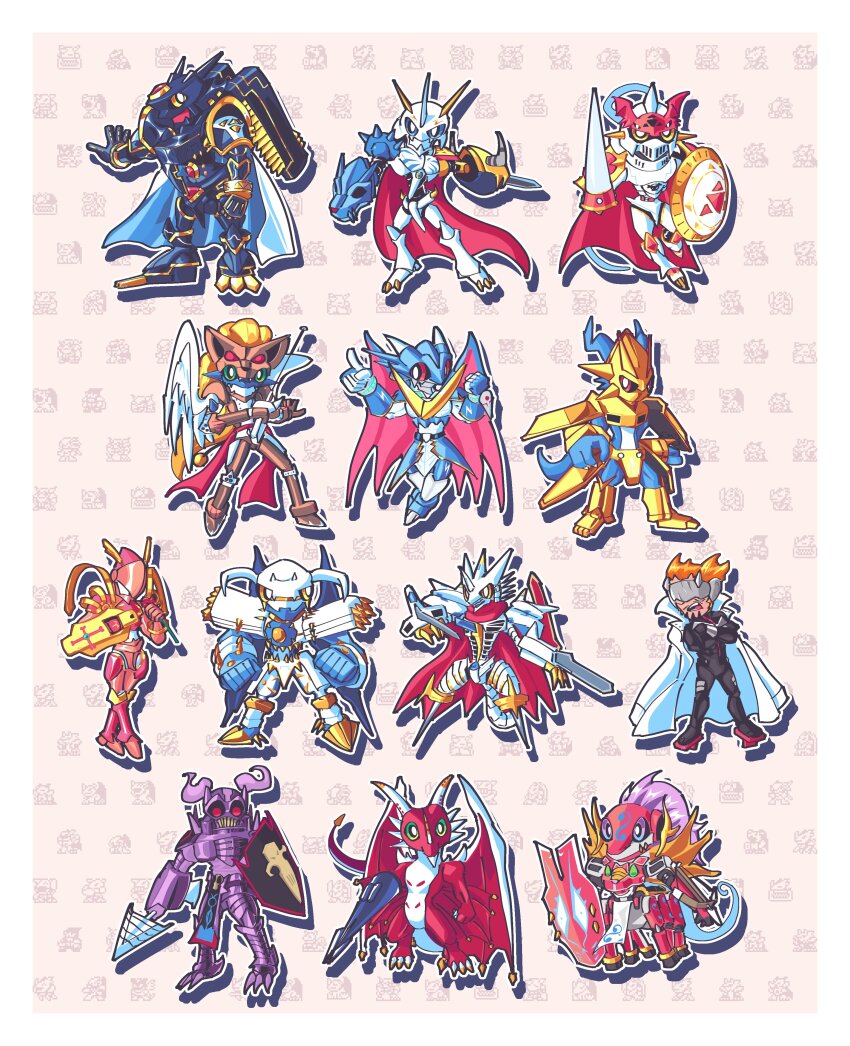absurdres alphamon armor craniummon digimon dragon duftmon dukemon dynasmon examon full_armor gankoomon highres horns jesmon looking_at_viewer lordknightmon magnamon omegamon royal_knights sleipmon ulforcev-dramon