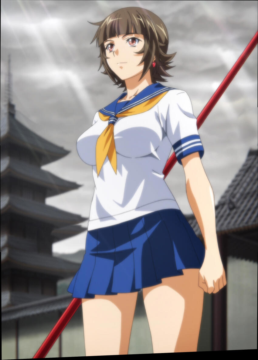 10s 1girl absurdres breasts chouhi_ekitoku highres ikkitousen ikkitousen_western_wolves large_breasts skirt stitched third-party_edit