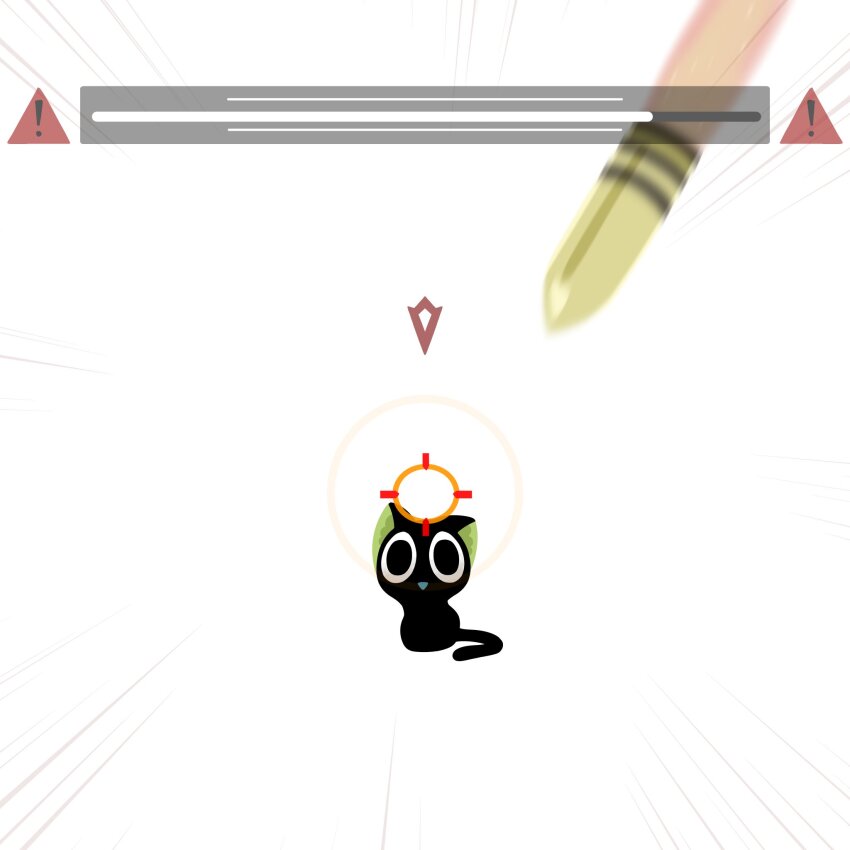 arknights cat crosshair emphasis_lines gameplay_mechanics gauge gribberoni highres luo_xiaohei missile no_humans sign luo_xiaohei_zhanji warning_sign white_background