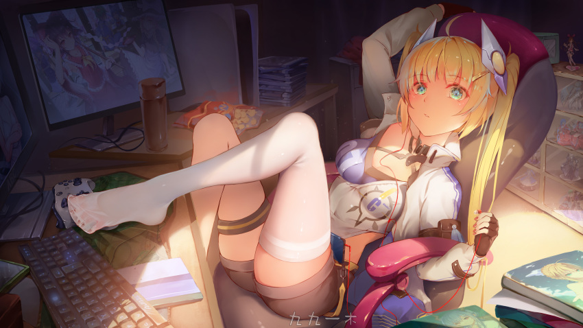 :/ absurdres ahegao alcohol arm_support artist_name asymmetrical_legwear blonde_hair blue_eyes blue_hair book bottle box braid breasts cd_case cellphone chair character_request cherry_blossoms cherry_tree chips_(food) cirno crossed_arms daiyousei detached_sleeves dot_nose earphones eyebrows fairy_wings fate/grand_order fate_(series) figure food game_console gohei green_hair grin hair_ornament hair_ribbon hakurei_reimu happy hat highres ice ice_wings in-ear_earphones keyboard kirisame_marisa kizuna_ai long_hair matching_hair/eyes medium_breasts microsoft monitor mousepad_(object) notebook notepad office_chair phone playstation_5 ponytail rafael-m ribbon sake_dish shelf short_hair short_shorts shorts sitting smartphone smile snack sony sports_bra stone_floor swivel_chair tank_top tatara_kogasa thighhighs touhou twintails vest virtual_youtuber water_bottle wings wire witch_hat wooden_floor wooden_wall xbox_controller