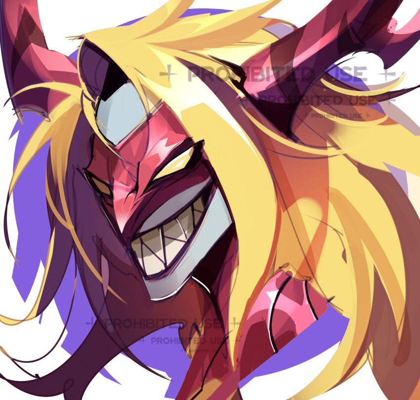 1boy digimon digimon_(creature) highres male_focus mask sharp_teeth smile solo teeth venomvamdemon