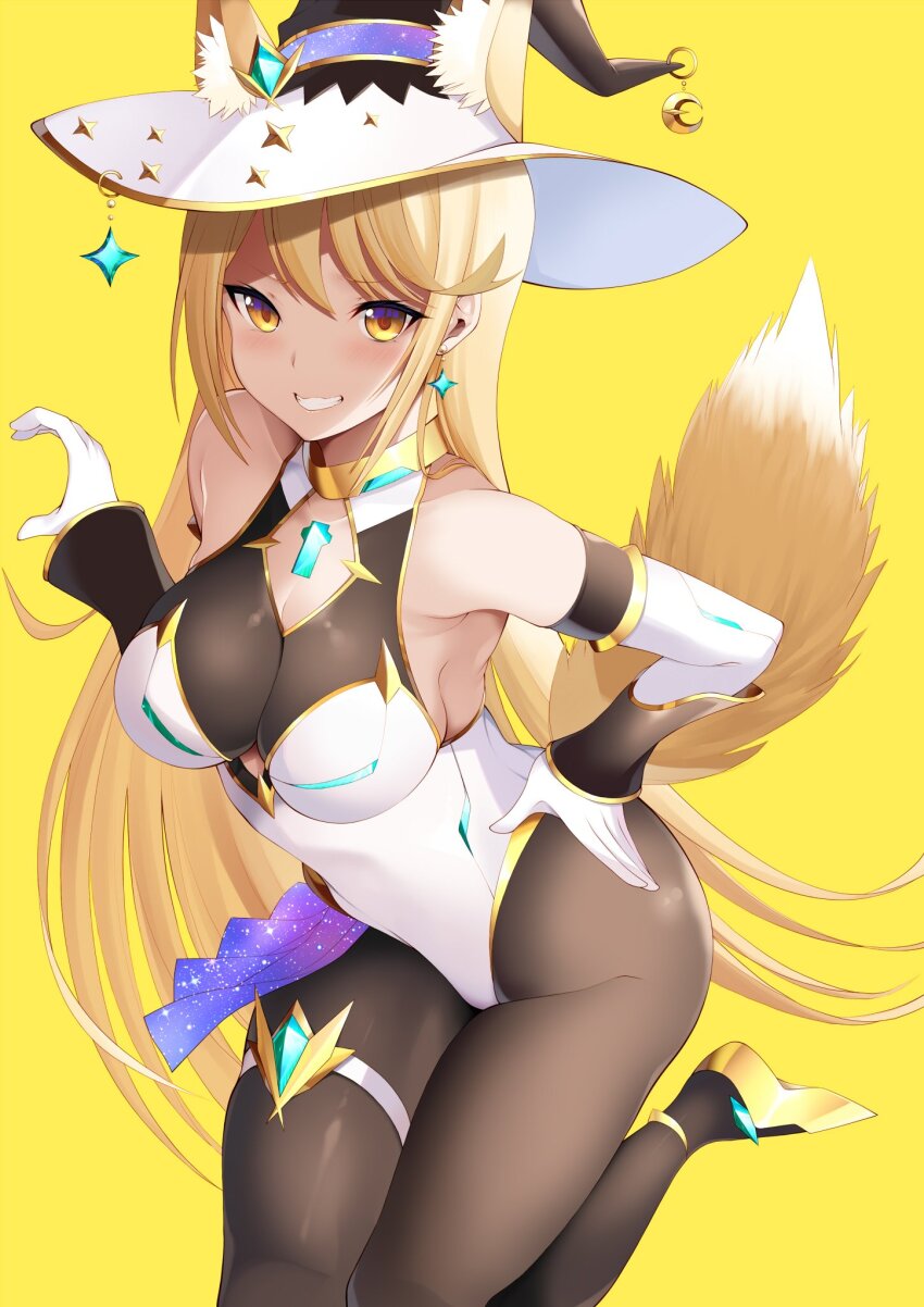alternate_costume blonde_hair breasts daive highres large_breasts mythra_(xenoblade) solo xenoblade_chronicles_(series) xenoblade_chronicles_2 yellow_eyes