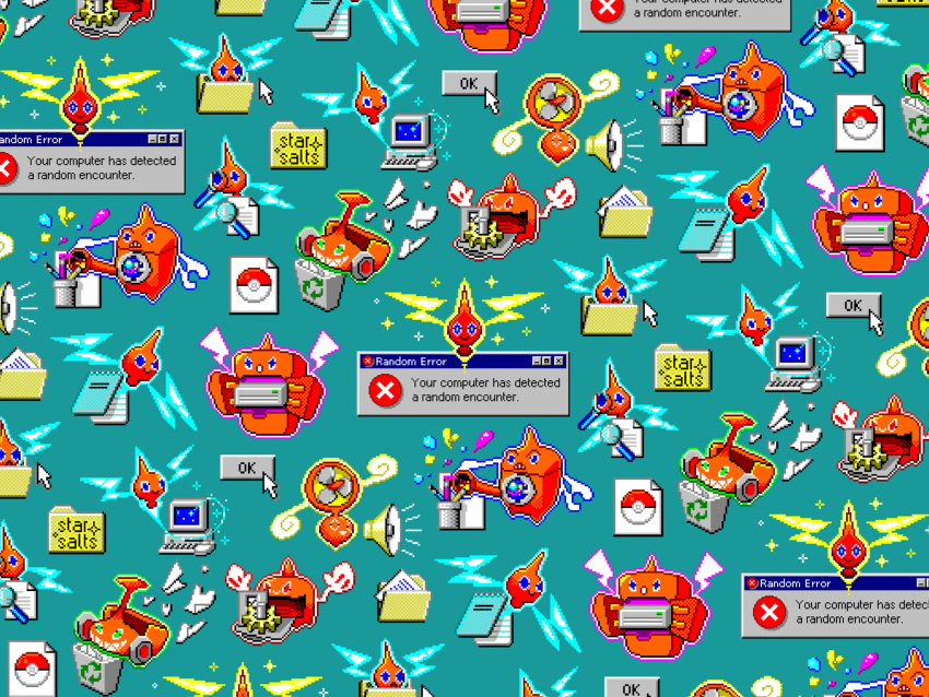 alternate_color aqua_background arrow_(symbol) artist_name blue_eyes blue_outline closed_mouth computer computer_keyboard computer_mouse cursor electric_fan electricity english_text folder full_body gears gen_4_pokemon green_eyes green_outline grin happy highres lawnmower magnifying_glass microsoft_windows monitor multiple_views nintendo no_humans notepad open_mouth orange_eyes outline oven paper pencil pink_outline pixel_art poke_ball_symbol pokemon pokemon_(creature) recycle_bin recycling_symbol red_eyes red_outline refrigerator rotom rotom_(fan) rotom_(frost) rotom_(heat) rotom_(mow) rotom_(normal) rotom_(wash) sharp_teeth shiny_and_normal shiny_pokemon smile sparkle speaker splatter starsalts straight-on teeth tileable washing_machine window_(computing) windows_95 windows_98 windows_classic yellow_outline