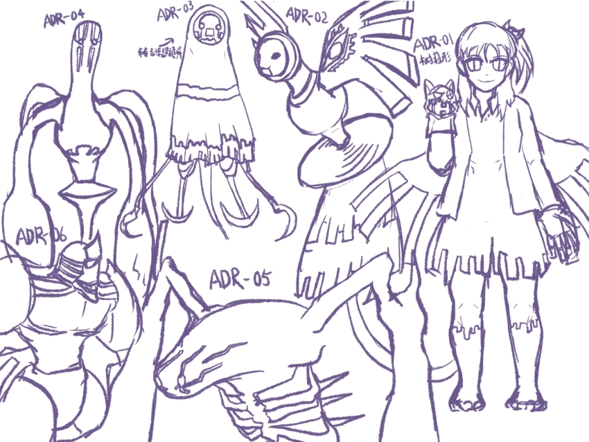 1girl corruption d-reaper d-reaper_adr-01 d-reaper_adr-02 d-reaper_adr-03 d-reaper_adr-04 d-reaper_adr-05 d-reaper_adr-06 d-reaper_adr-07 d-reaper_adr-08 d-reaper_adr-09 digimon floating highres katou_juri long_hair looking_at_viewer mask monochrome mother_d-reaper puppet reaper_(digimon) shiragaki smile tentacles