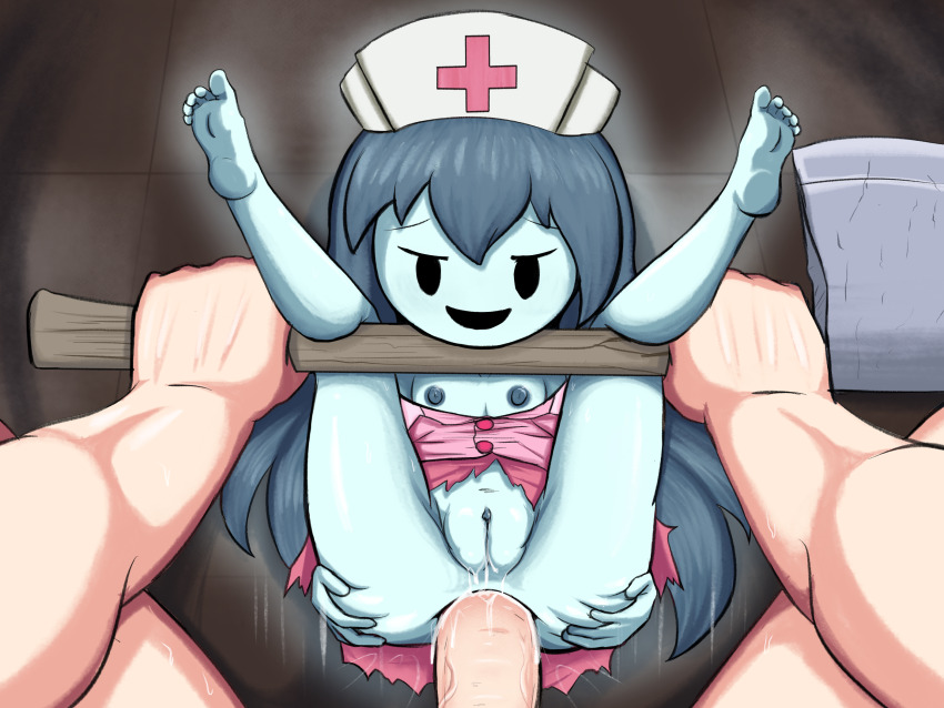 1boy 1girl anal axe black_eyes cleft_of_venus ghost ghost_girl hetero highres loli nipples pov pussy sex spectrophilia spooky&#039;s_house_of_jump_scares spooky_(shojs)