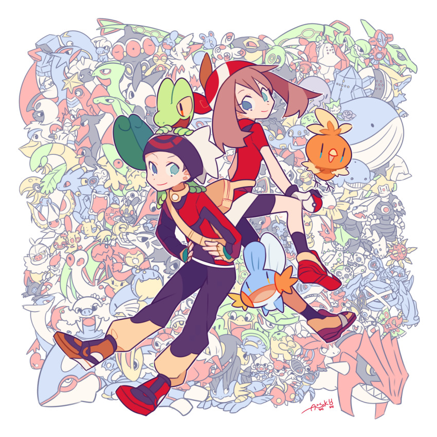 1boy 1girl absol aggron altaria alternate_eye_color anorith aqua_eyes armaldo aron asymmetrical_footwear auko azurill bagon baltoy bandana banette barboach beautifly beldum bike_shorts black_legwear blaziken blouse blue_eyes breloom brendan_(pokemon) brown_hair cacnea cacturne camerupt carvanha cascoon castform castform_(normal) chimecho clamperl claydol closed_mouth combusken corphish cradily crawdaunt creatures_(company) delcatty deoxys deoxys_(normal) dusclops duskull dustox electrike exploud fanny_pack feebas fingerless_gloves flygon full_body game_freak gardevoir gen_3_pokemon glalie gloves gorebyss groudon grovyle grumpig gulpin hair_between_eyes hands_on_own_hips hariyama hat heterochromia highres holding holding_poke_ball huntail illumise jirachi kecleon kirlia kyogre lairon latias latios legendary_pokemon lileep linoone lombre long_hair long_sleeves lotad loudred ludicolo lunatone luvdisc makuhita manectric marshtomp masquerain mawile may_(pokemon) medicham meditite metagross metang mightyena milotic miniskirt minun mismatched_footwear mudkip mythical_pokemon nincada ninjask nintendo nosepass numel nuzleaf on_head outline pelipper plusle poke_ball poke_ball_(basic) pokemon pokemon_(creature) pokemon_on_head pokemon_rse poochyena ralts rayquaza red_shirt regice regirock registeel relicanth roselia_(pokemon) sableye salamence sceptile sealeo seedot seviper sharpedo shedinja shelgon shiftry shirt shoes shorts shorts_under_skirt shroomish shuppet silcoon skirt skitty slaking slakoth smile snorunt socks solrock spheal spinda spoink starter_pokemon_trio surskit swablu swalot swampert swellow taillow torchic torkoal trapinch treecko tropius vibrava vigoroth volbeat wailmer wailord walrein whiscash whismur white_background white_hat white_outline white_skirt wingull wurmple wynaut zigzagoon