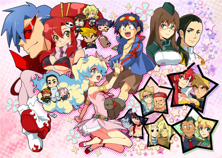 00s 6+boys 6+girls adiane aged_down aged_up boota_(ttgl) couple darry_adai dayakka everyone gimmy_adai hetero kamina_(ttgl) kinon_bachika kittan_bachika kiyal_bachika kiyoh_bachika leite_jokin makken multiple_boys multiple_girls nia_teppelin rossiu_adai simon_(ttgl) suika_soda tengen_toppa_gurren_lagann thymilph tsuuma viral_(ttgl) yoko_littner