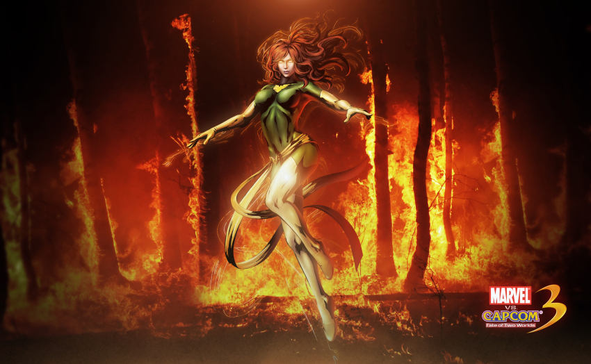 10s absurdres bodysuit bosslogic capcom green_eyes highres jean_grey marvel marvel_vs._capcom marvel_vs._capcom_3 phoenix_(x-men) red_hair skin_tight x-men