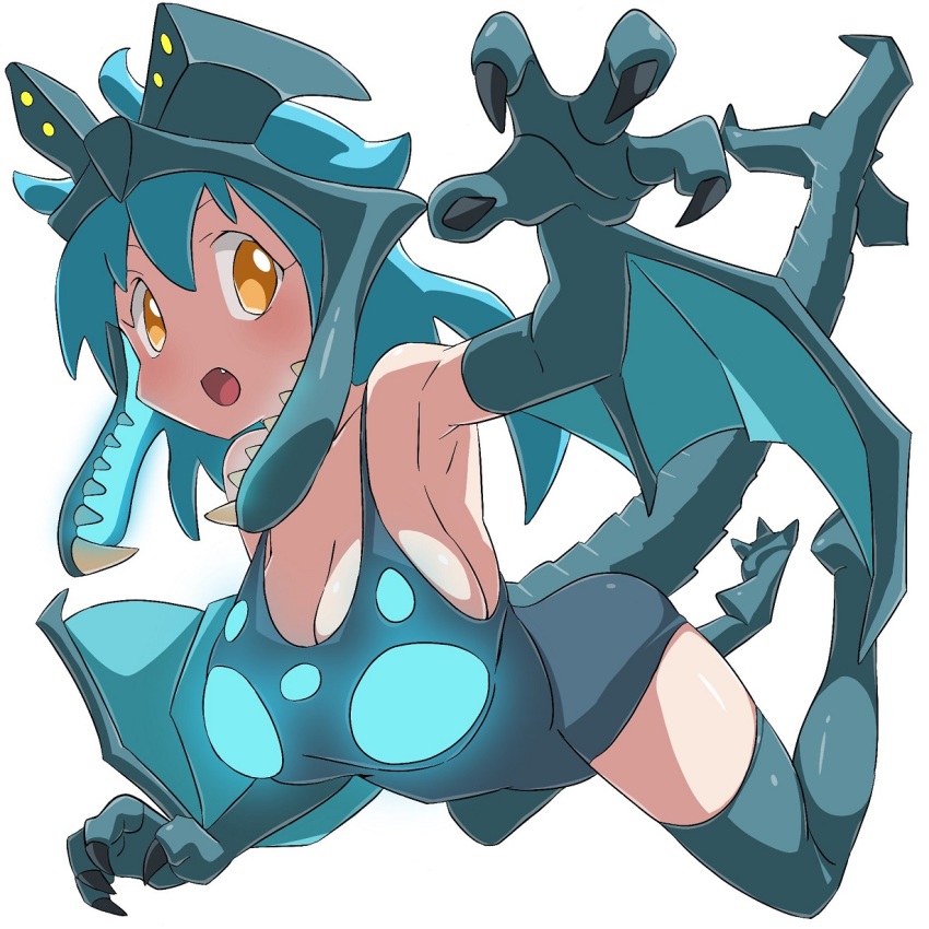 1girl blue_hair breasts glowing highres kaiju large_breasts legendary_pictures long_hair monster monster_girl otachi pacific_rim personification tail