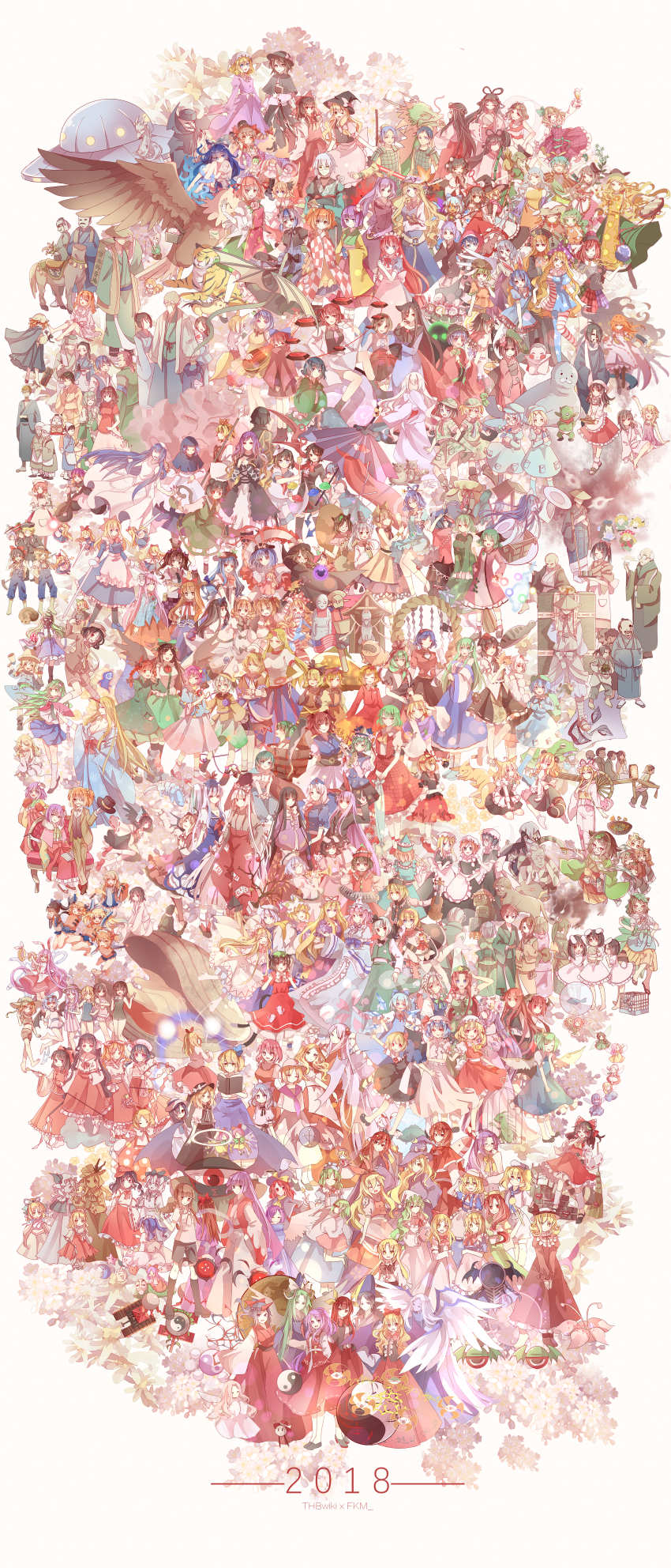 2018 6+boys 6+girls absolutely_everyone absurdly_long_hair absurdres ahoge aki_minoriko aki_shizuha alice_margatroid angel_wings animal animal_ears animal_hat beerko bird black_hair black_hat black_shirt blonde_hair blouse blue_hair blue_shirt bow braid breasts brown_hair camouflage cat_ears cat_tail character_request checkered_clothes checkered_shirt chen cirno clam cleavage clothes_writing clownpiece cup daiyousei demon_wings doremy_sweet dress eagle embodiment_of_scarlet_devil eternity_larva everyone fairy fairy_maid_(touhou) fairy_wings fingernails fins fish flandre_scarlet flower_tank_(touhou) food fox_ears fox_tail frog frog_hair_ornament fruit fujiwara_no_mokou fujiwara_no_mokou_(young) full_body futatsuiwa_mamizou gas_mask grapes green_hair grey_hair hair_bow hair_bun hair_ornament hair_over_one_eye hair_rings hair_tubes hakurei_reimu hakurei_reimu_(pc-98) hand_fan hasshaku-sama hat head_fins head_wings hecatia_lapislazuli hieda_no_akyuu highres hijiri_byakuren himekaidou_hatate hinanawi_tenshi holding holding_polearm holding_spear holding_weapon hong_meiling horikawa_raiko horns hoshiguma_yuugi hoshiguma_yuugi_(kimono) houjuu_nue hourai_doll houraisan_kaguya huge_filesize ibaraki_kasen ibuki_suika ice ice_wings imaizumi_kagerou inaba_tewi inubashiri_momiji izayoi_sakuya jacket_girl_(dipp) junko_(touhou) kaenbyou_rin kaku_seiga kamishirasawa_keine kappa_mob_(touhou) kasodani_kyouko kawashiro_nitori kazami_yuuka kazami_yuuka_(pc-98) kijin_seija kine kirisame_marisa kirisame_marisa_(pc-98) kishin_sagume kisume koakuma kochiya_sanae komano_aunn komeiji_koishi komeiji_satori konpaku_youki konpaku_youmu konpaku_youmu_(ghost) kumoi_ichirin kurodani_yamame label_girl_(dipp) letty_whiterock lily_white long_hair long_sleeves luna_child lunasa_prismriver lyrica_prismriver mallet maribel_hearn mask matara_okina medicine_melancholy merlin_prismriver mima_(touhou) miyako_yoshika mizuhashi_parsee mob_cap mononobe_no_futo morichika_rinnosuke moriya_suwako mouse_ears multiple_boys multiple_girls multiple_tails murasa_minamitsu mystia_lorelei nagae_iku nazrin nightcap nishida_satono noh_mask ofuda okazaki_yumemi onozuka_komachi outstretched_arms overalls oversized_animal pants pantyhose paper_fan patchouli_knowledge peach plaid_clothes plaid_skirt plaid_vest plate pointy_ears polearm pom_pom_(clothes) purple_hair rabbit rabbit_ears raccoon_tail red_eyes reisen reisen_udongein_inaba reiuji_utsuho remilia_scarlet ringo_(touhou) rumia saigyouji_yuyuko sakata_nemuno sakazuki seal_(animal) seiran_(touhou) sekibanki shameimaru_aya sharp_fingernails shiki_eiki shinki_(touhou) shirt short_hair short_sleeves shorts shrine shrine_tank_(touhou) side_ponytail single_hair_bun single_horn skirt smoking_pipe snake_hair_ornament soga_no_tojiko spacecraft spear star_sapphire sukuna_shinmyoumaru sunny_milk suspenders swimsuit tabard tagme tail tan tanned_cirno tanuki_mob_(touhou) tatara_kogasa teireida_mai tiger tokiko_(touhou) toramaru_shou touhou touhou_(pc-98) touhou_bougetsushou toyosatomimi_no_miko tsukumo_benben tsukumo_yatsuhashi twin_braids two_side_up two_tails ufo unzan usami_renko usami_sumireko very_long_hair vest wakasagihime watatsuki_no_toyohime watatsuki_no_yorihime weapon white_hat wings witch_hat wriggle_nightbug yagokoro_eirin yakumo_ran yakumo_yukari yasaka_kanako yasato yatadera_narumi yellow_eyes yorigami_jo&#039;on yorigami_shion zombie_pose