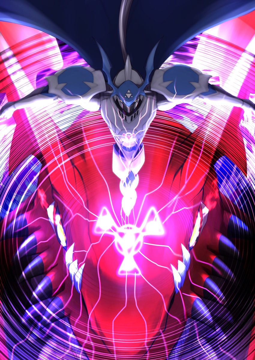 armor chaosdukemon digimon digimon_(creature) digital_hazard dragon energy highres megidramon sharp_teeth teeth