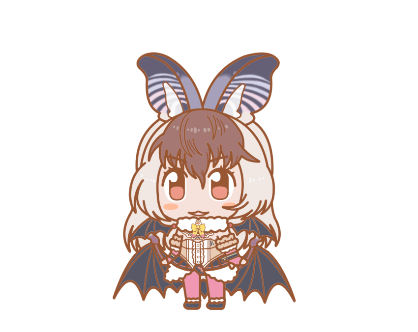 1girl bat_wings brown_hair brown_long-eared_bat_(kemono_friends) ef63_11 grey_hair kemono_friends kemono_friends_pavilion kemono_friends_v_project long_hair looking_at_viewer multicolored_hair solo virtual_youtuber wings