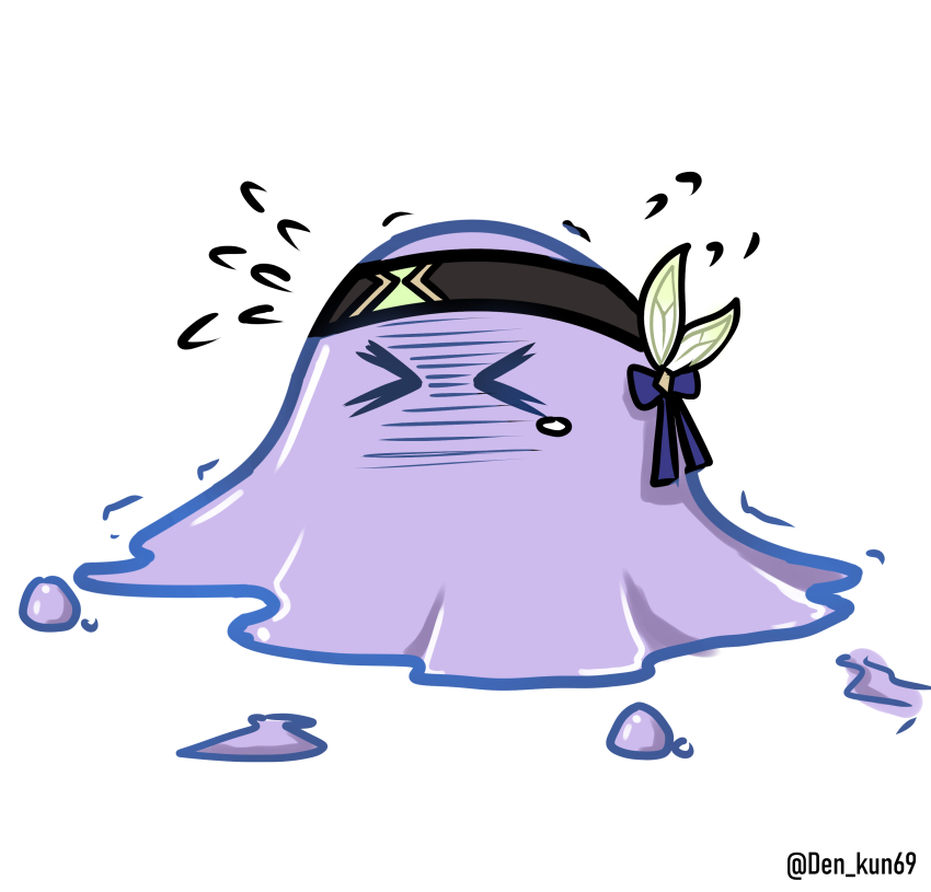 &gt;_&lt; absurdres black_bow black_headband blob bow commentary den_kun69 english_commentary firefly_(honkai:_star_rail) flying_sweatdrops headband highres honkai:_star_rail honkai_(series) objectification simple_background tears twitter_username white_background