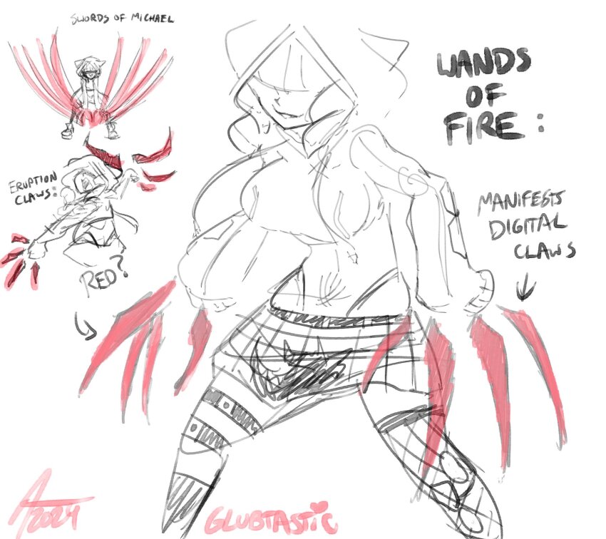 1girl chaperomon covered_eyes digimon digimon_(creature) female_focus hood oridigi original sketch solo spot_color