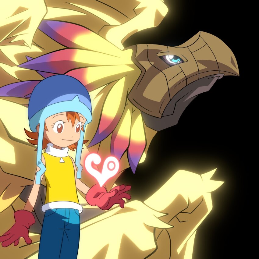 beak crests_(digimon) digimon digimon_(creature) digimon_adventure gloves hat highres hououmon officialseraphimon takenouchi_sora