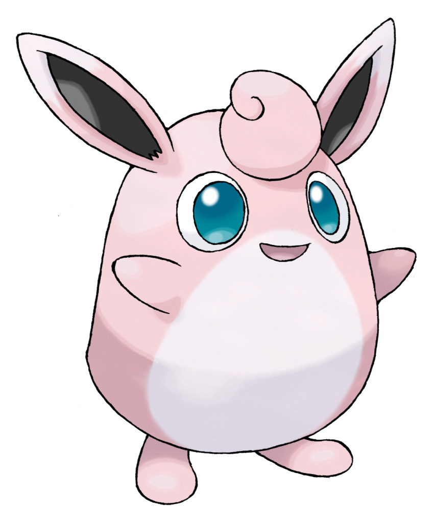 :d blue_eyes full_body gen_1_pokemon highres nintendo no_humans official_art open_mouth pokemon pokemon_(creature) pokemon_focus pokemon_frlg smile solo sugimori_ken third-party_source transparent_background wigglytuff