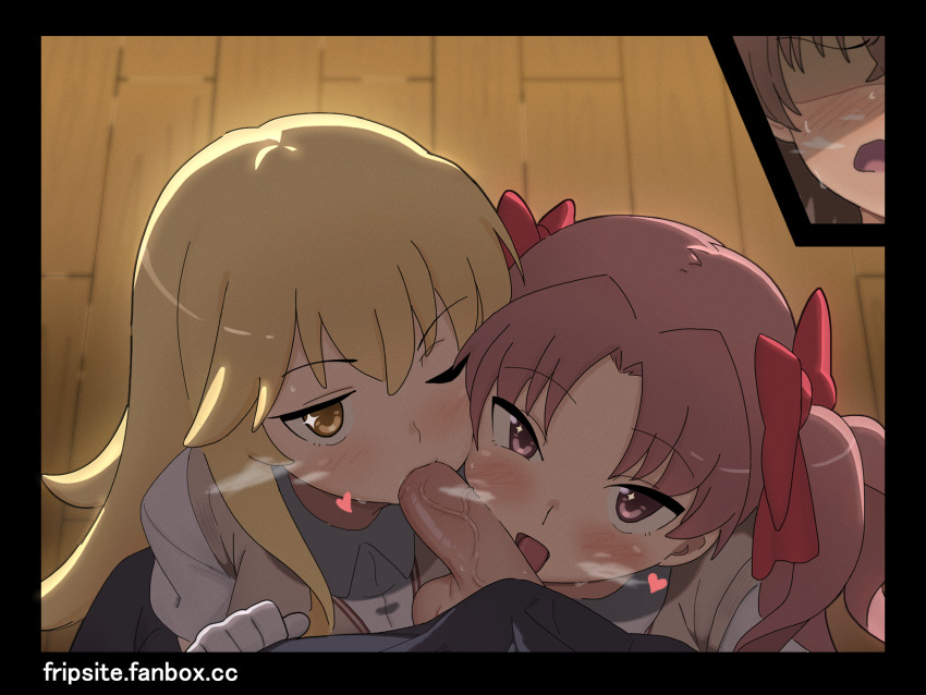 1futa 2girls beige_vest blonde_hair blouse blush bow breasts brown_hair collared_shirt cooperative_fellatio fanbox_username fellatio flipped_hair framed futa_with_female futanari futanari_pov gloves grey_skirt hair_between_eyes hair_bow hair_ornament heart heavy_breathing highres indoors licking licking_penis long_hair looking_at_viewer medium_breasts misaka_mikoto multiple_girls no_eyes one_eye_closed open_mouth oral parted_bangs penis pleated_skirt pov pov_crotch red_bow red_eyes red_hair school_uniform shirai_kuroko shirt shokuhou_misaki short_sleeves sidelocks skirt sleepy_frippy sparkling_eyes teamwork_(sexual) testicles toaru_kagaku_no_railgun toaru_majutsu_no_index tokiwadai_school_uniform twintails uncensored veins veiny_penis vest wavy_mouth white_gloves white_shirt wing_collar wooden_floor yellow_eyes
