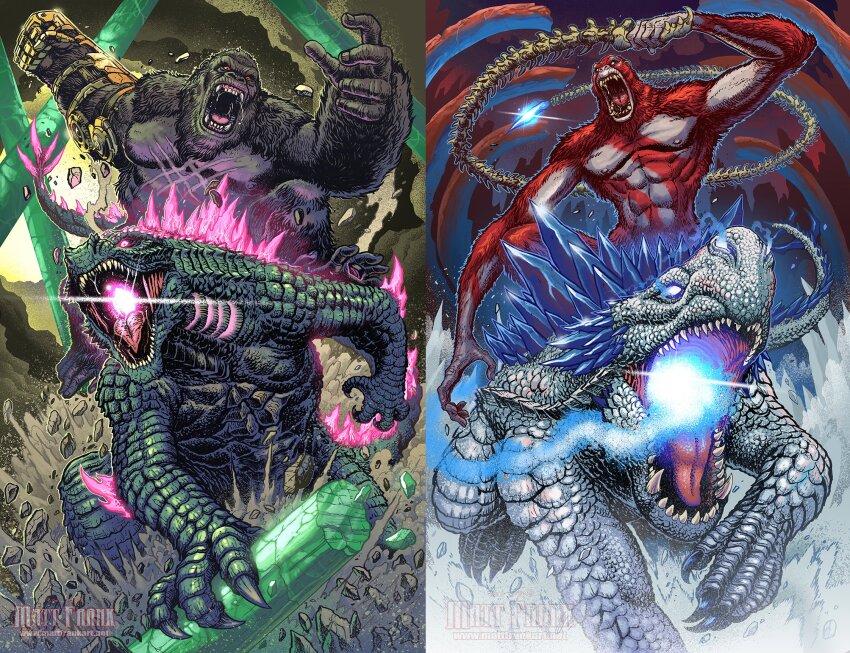 abs animal animal_ears ape b.e.a.s.t._glove bald battle bioluminescence blue_eyes blue_spine bodypaint bone bone_weapon bone_whip breath_weapon breathing_ice brown_eyes cave claws crossover crystal crystal_weapon dinosaur elbow_blade elbow_spikes electroshock_weapon energy facepaint fangs gauntlets giant giant_monster gills glowing glowing_crystal glowing_eyes glowing_gills glowing_mouth glowing_spikes godzilla godzilla_(monsterverse) godzilla_(series) godzilla_evolved godzilla_x_kong:_the_new_empire gorilla highres holding holding_weapon holding_whip horns ice jaw kaiju king_kong king_kong_(series) kong_(monsterverse) legendary_pictures long_tail matt_frank monster monsterverse mountain mouth_beam muscular muscular_male no_humans no_pupils open_mouth orange_eyes orangutan oversized_animal pectorals pinching_thigh pink_eyes red_eyes reptile reptilian ribs riding riding_animal roaring scales scar scar_on_chest scar_on_stomach scratching_chin sea_monster sharp_teeth shimo_(monsterverse) skar_king skull snow spiked_tail spikes spine spines stalagmite tail teeth thagomizer toho toned tongue underground vapor war_paint warner_bros weapon whip whip_sword whipslash yellow_eyes