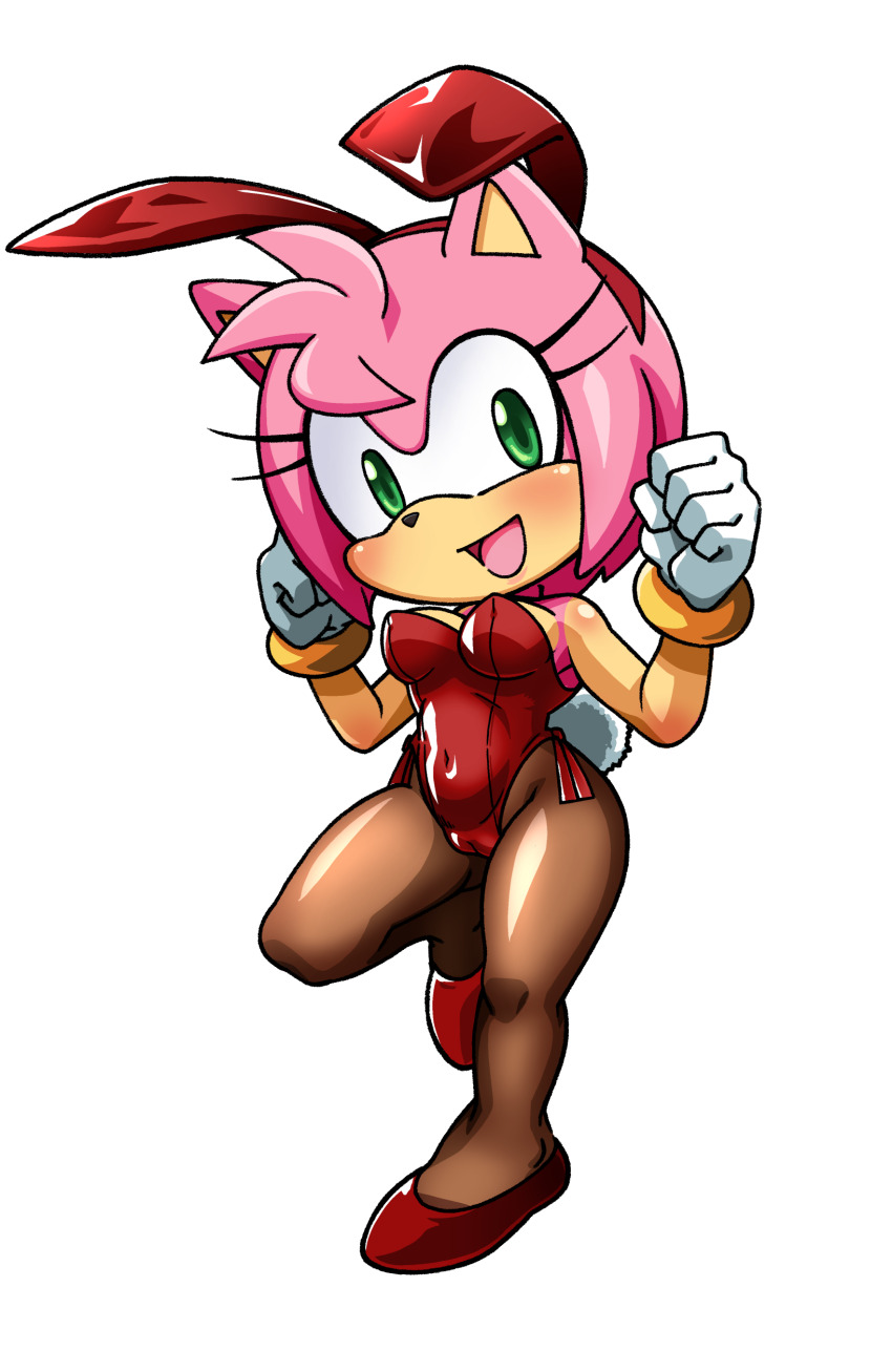 absurdres aku_tojyo amy_rose cleft_of_venus cutout hedgehog highres leotard playboy_bunny solo_focus sonic_(series) transparent_background uncensored