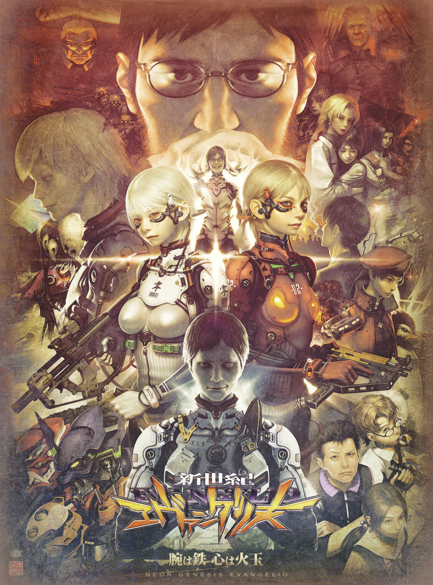 6+boys 6+girls absurdres adapted_costume aida_kensuke akagi_ritsuko aoba_shigeru ayanami_rei camera cosplay crazy_eyes epic eva_00 eva_01 eva_02 everyone eyeshadow gainax gendou_pose glasses grin gun hands_clasped highres horaki_hikari hug humanoid_robot hyuuga_makoto ibuki_maya ikari_gendou ikari_shinji ikari_yui israfel_(evangelion) kaji_ryouji katsuragi_misato keel_lorenz knife lilith_(evangelion) lips looking_at_viewer makeup makinami_mari_illustrious matariel mecha_pilot_suit multiple_boys multiple_girls nagisa_kaworu nagisa_kaworu_(cosplay) neon_genesis_evangelion own_hands_clasped own_hands_together penpen plugsuit_(evangelion) profile ramiel_(evangelion) realistic rebuild_of_evangelion red_eyes rifle robot sachiel_(evangelion) scar seele_(evangelion) shamshel_(evangelion) smile souryuu_asuka_langley suzuhara_touji the_end_of_evangelion trigger_discipline tsudajiro weapon wide-eyed