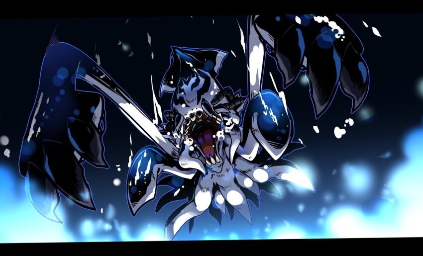digimon digimon_(creature) gesomon open_mouth sharp_teeth solo teeth tentacles tongue