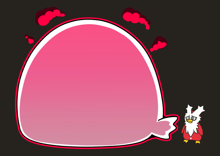 absurdres bag black_background cloud delibird dynamax fukidashi_cotton gen_2_pokemon gigantamax gigantamax_(other) highres nintendo no_humans oversized_object pokemon pokemon_(creature)