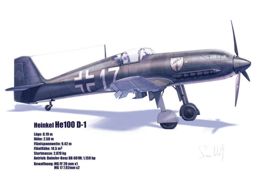 aircraft airplane antennae canopy cockpit german_text he_100 heinkel_he100 luftwaffe military_vehicle no_humans original propeller_fighter ranguage realistic same_(carcharodon) solo text_focus translated vehicle_focus world_war_ii
