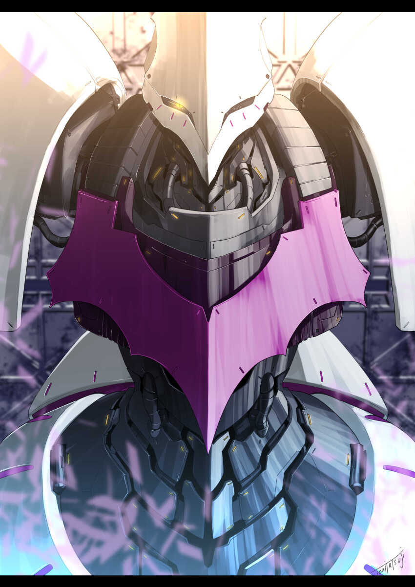 absurdres cable commentary english_commentary engrish_commentary exposed_internal_machinery glowing glowing_eye gundam highres machinery mecha mecha_focus mobile_suit neo_zeon no_humans qubeley robot science_fiction signature tetsuya_tsuji upper_body zeta_gundam zeta_gundam_define