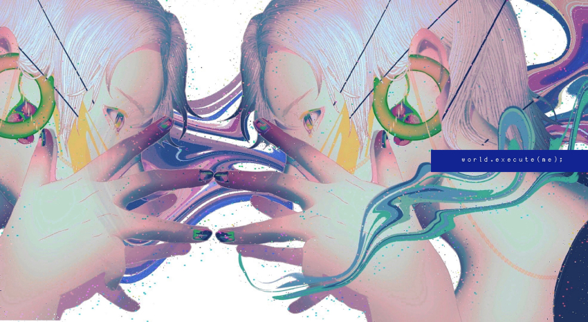 1boy absurdres colored_eyelashes commentary english_commentary english_text from_side highres mikasamu multicolored_eyes multicolored_nails original procreate_(medium) short_hair solo white_background white_hair
