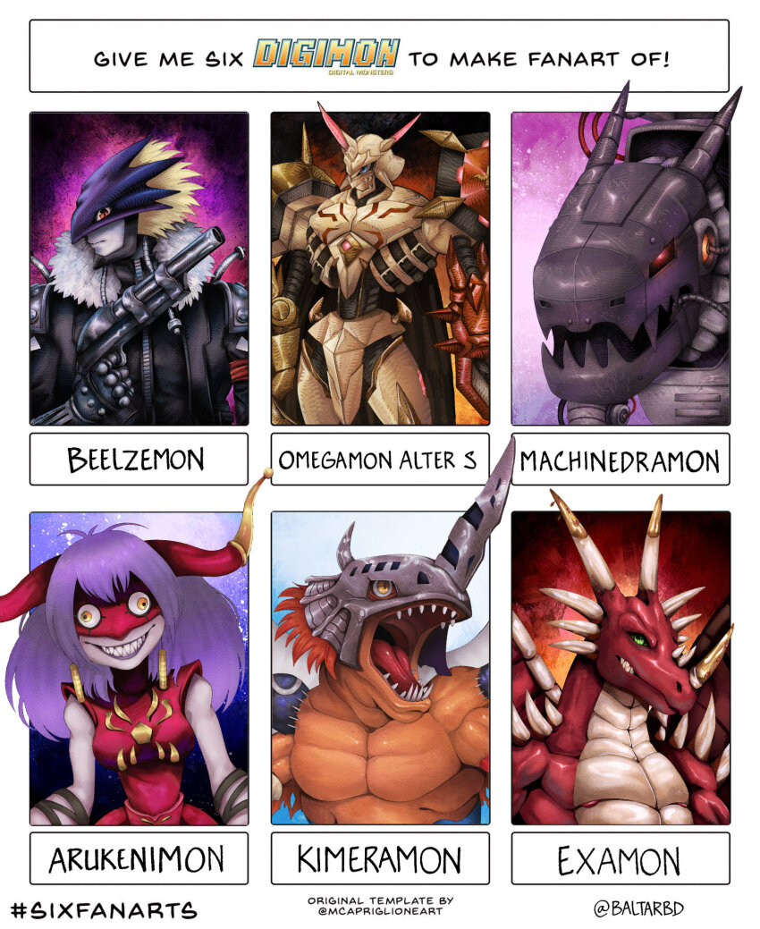 archnemon arthropod_girl beelzebumon chimairamon digimon digimon_(creature) examon highres horns insect_girl long_hair mask monster_girl mugendramon omegamon_alter-s spider_girl
