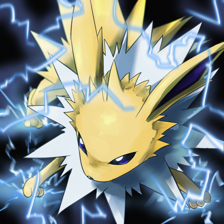 absurdres electricity gen_1_pokemon highres jolteon nintendo no_humans pokemon pokemon_(creature) solo spicyichizo two-tone_fur white_fur yellow_fur