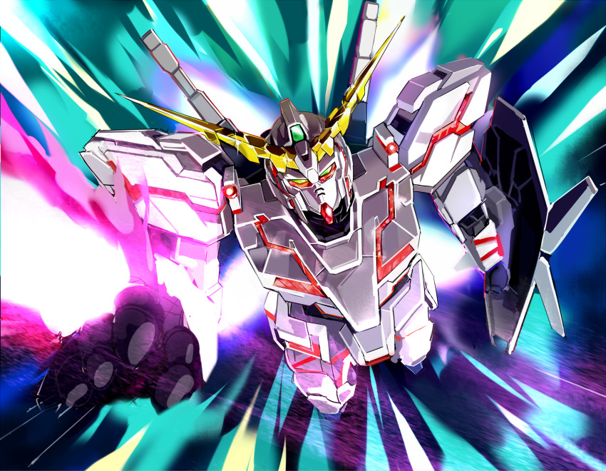beam_rifle energy_gun gun gundam gundam_unicorn highres mecha mobile_suit no_humans okken robot science_fiction unicorn_gundam v-fin weapon