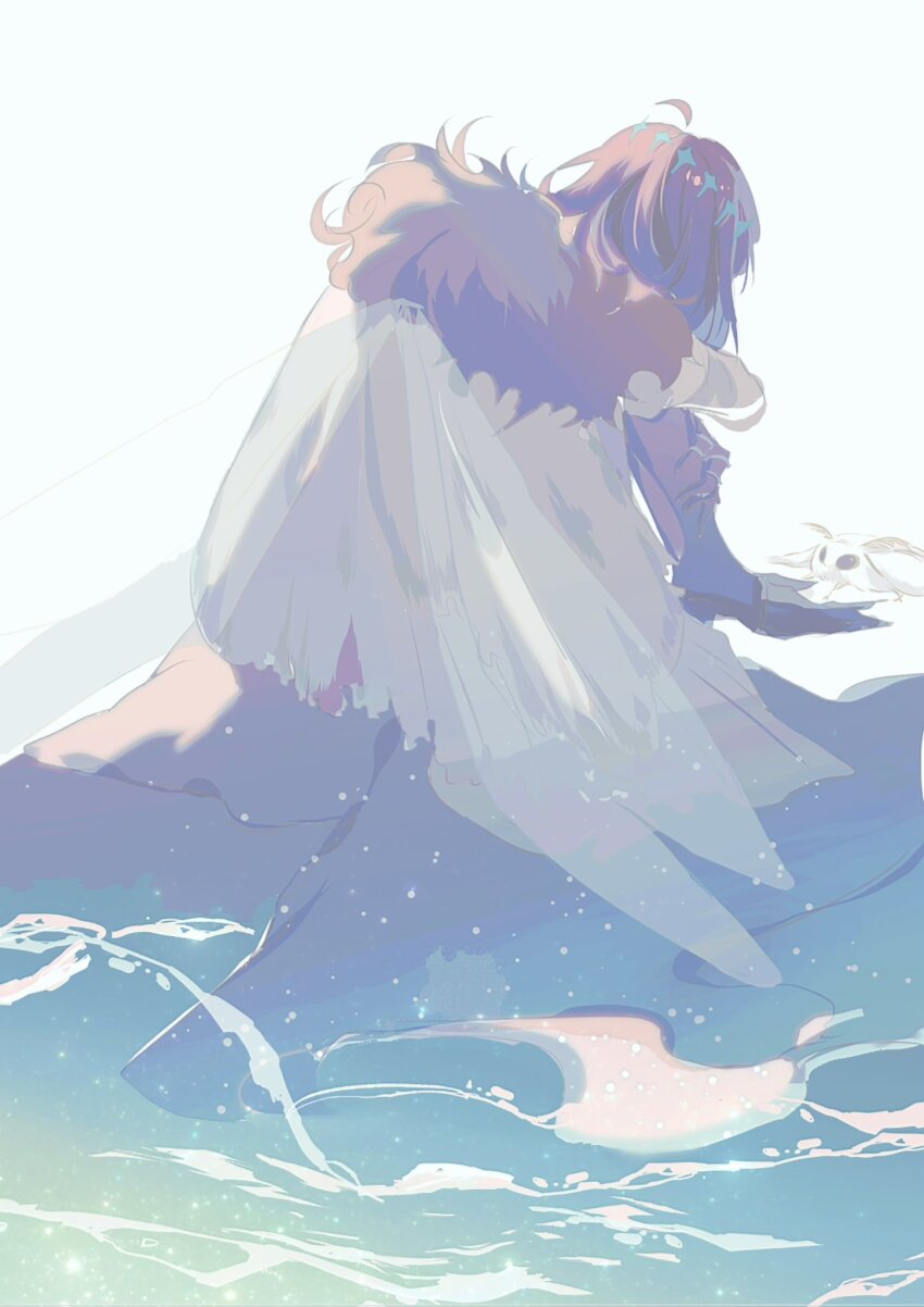 1boy black_hair blanca_(fate) bug fate/grand_order fate_(series) fur_trim hair_between_eyes highres oberon_(fate) oberon_(third_ascension)_(fate) short_hair simple_background solo yu_(yyy6_y1_yy7)